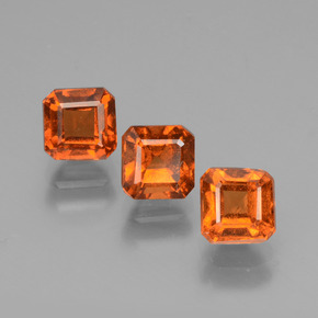 Pedras preciosas de granada hessonita laranja natural de 2,46 ct, corte esmeralda, VS