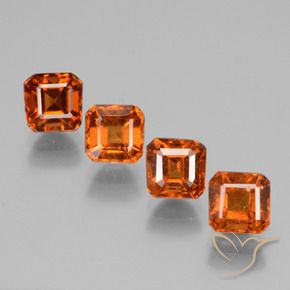 Pedras preciosas de granada hessonita fogo laranja natural de 3.59 ct, Corte Octógono / Esmeralda, VS