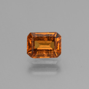 Granada hessonita laranja natural 1,29ct, corte esmeralda, VS