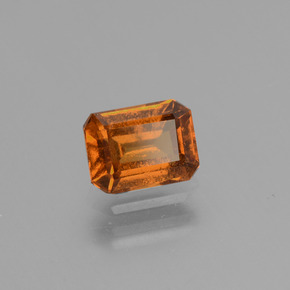 Granada hessonita laranja natural 1,29ct, corte esmeralda, VS
