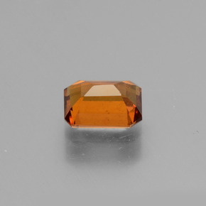 Granada hessonita laranja natural 1,29ct, corte esmeralda, VS