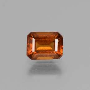 Granada hessonita laranja canela natural 1,46ct, corte esmeralda, VS