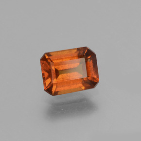 Granada hessonita laranja canela natural 1,46ct, corte esmeralda, VS