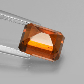 Granada hessonita laranja natural 2,54ct, corte esmeralda, VS-SI