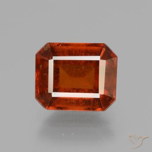 Granada hessonita laranja natural 2,65ct, corte esmeralda, VS-SI