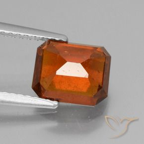Granada hessonita laranja natural 2,65ct, corte esmeralda, VS-SI
