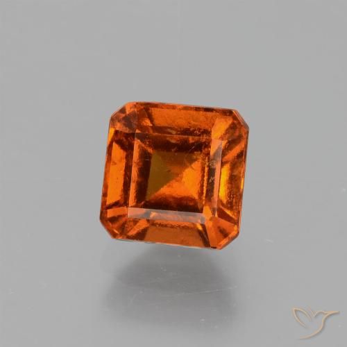 1.57ct Natural âmbar laranja granada hessonita, Corte Esmeralda, VS-SI