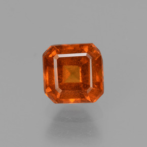 Granada hessonita laranja natural 0,96ct, corte esmeralda, VS