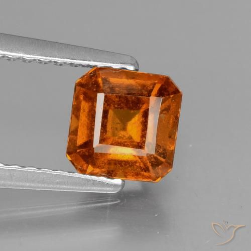 1.29ct Natural âmbar laranja granada hessonita, Corte Esmeralda, VS