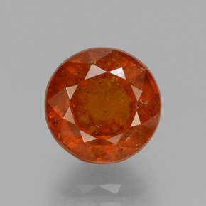 Granada hessonita laranja natural 3,93ct, corte redondo, SI