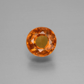 Granada hessonita laranja natural 1,24ct, corte redondo, VS