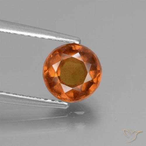 1.65ct Natural Laranja médio-escuro granada hessonita, Redondo, VS-SI