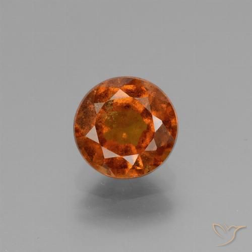 1.90ct Natural âmbar laranja granada hessonita, Redondo, VS-SI