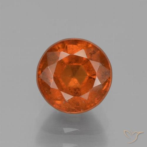 Granada hessonita laranja natural 1,71ct, corte redondo, VS