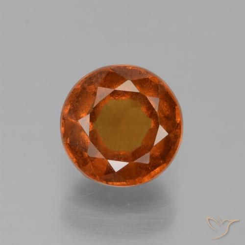 1.68ct Natural âmbar laranja granada hessonita, Redondo, VS