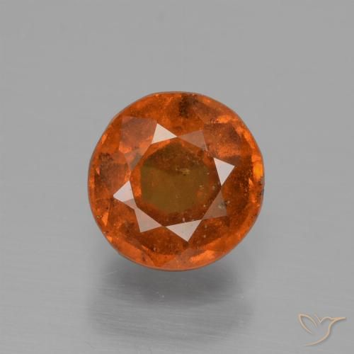1.62ct Natural âmbar laranja granada hessonita, Redondo, VS-SI
