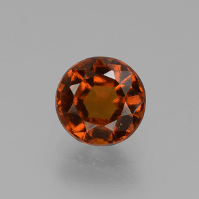 Granada hessonita laranja natural 1,24ct, corte redondo, VS