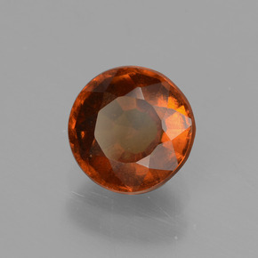 Granada hessonita laranja natural 1,30ct, corte redondo, VS