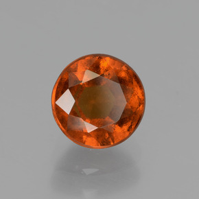 Granada hessonita laranja natural 1,42ct, corte redondo, VS