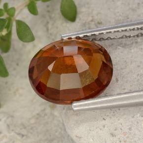 Granada hessonita laranja natural 2,79ct, corte oval, VS