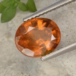 Granada hessonita laranja natural 2,62ct, corte oval, VS-SI