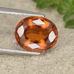 Granada hessonita laranja natural 2,28ct, corte oval, VVS-VS
