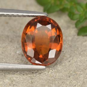 Granada hessonita laranja natural 2,28ct, corte oval, VVS-VS