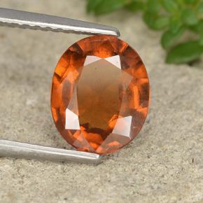 Granada hessonita laranja natural 2,12ct, corte oval, VS