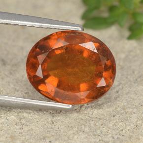 Granada hessonita laranja natural 3,12ct, corte oval, VS