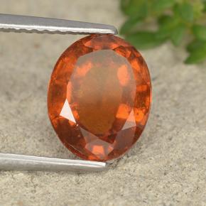 Granada hessonita laranja natural 3,12ct, corte oval, VS