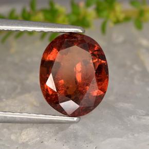 Granada hessonita vermelho natural 2,23ct, corte oval, VS-SI