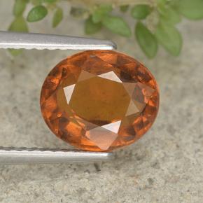 Granada hessonita laranja natural 2,48ct, corte oval, VVS-VS