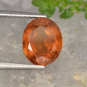 Granada hessonita laranja natural 2,84ct, corte oval, VS-SI
