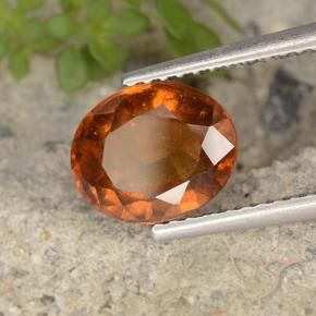 Granada hessonita laranja natural 2,37ct, corte oval, VS