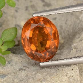 Granada hessonita laranja natural 2,65ct, corte oval, VS-SI