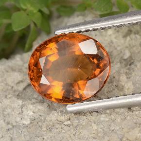 Granada hessonita laranja natural 2,36ct, corte oval, VVS-VS