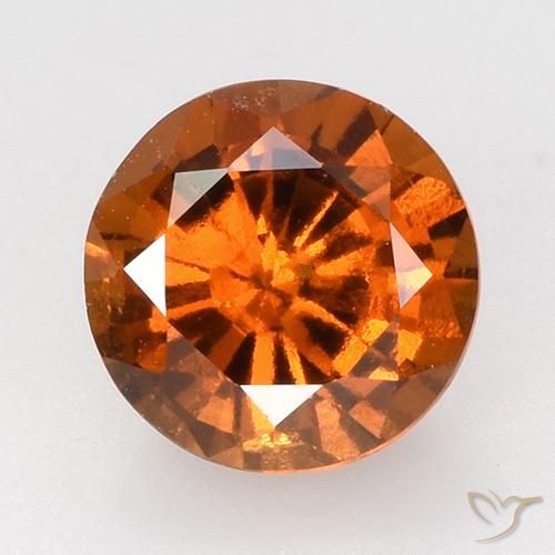 Granada Hessonita Laranja Profundo Natural 1.61ct, Corte Redondo, VVS-VS