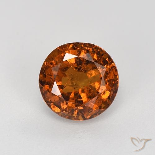 1.76ct Natural laranja avermelhado granada hessonita, Redondo, VS-SI