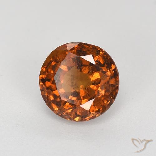 granada hessonita laranja avermelhado Natural 1.76ct, Redondo, VS-SI