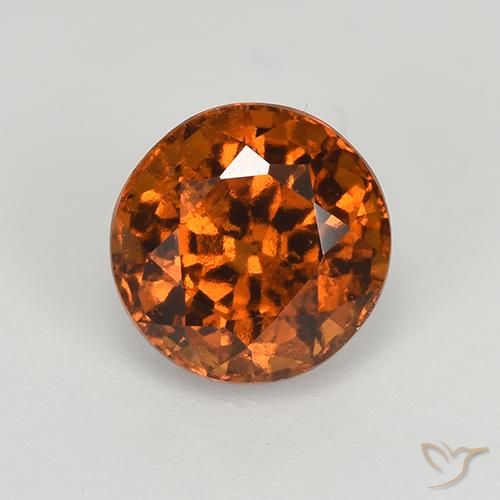 Granada hessonita laranja natural 1,66ct, corte redondo, VS