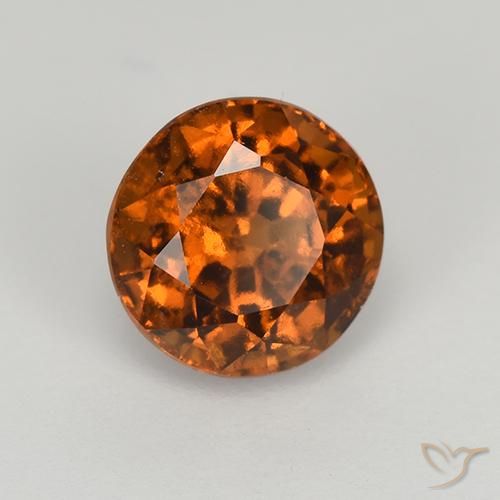 Granada hessonita laranja natural 1,66ct, corte redondo, VS