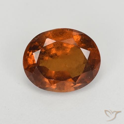 1.57ct Natural Laranja escuro granada hessonita, oval, VS-SI