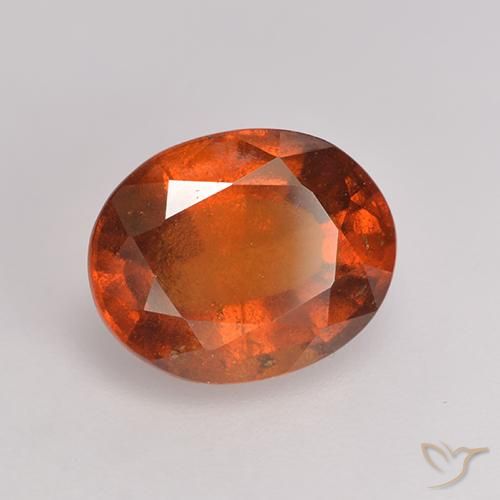 Granada hessonita laranja avermelhado natural 3,06ct, corte oval, VS-SI