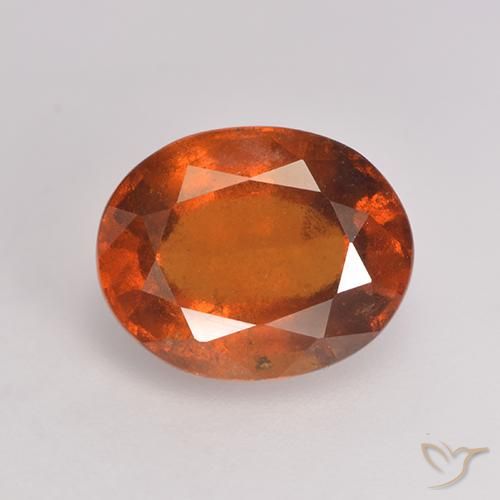 Granada hessonita laranja avermelhado natural 3,06ct, corte oval, VS-SI