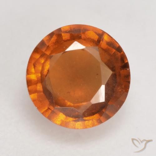 1.36ct Natural Laranja médio-escuro granada hessonita, Redondo, VS-SI
