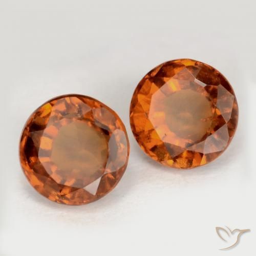 Pedras preciosas de granada hessonita âmbar laranja natural de 2.53 ct, Redondo, VS