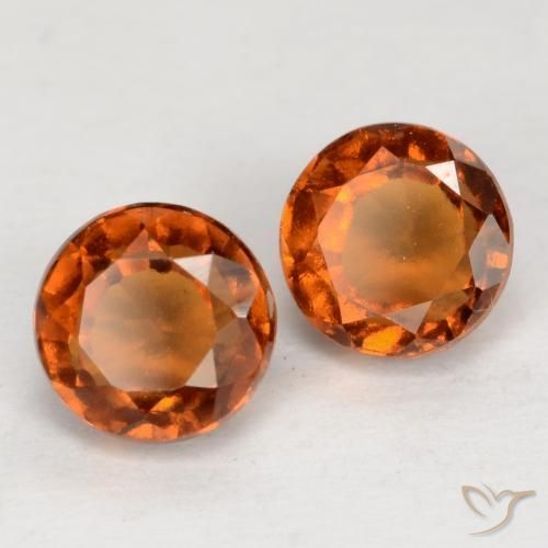Pedras preciosas de Granada Hessonita laranja avermelhado natural de 1.77 ct, Corte Redondo, VS
