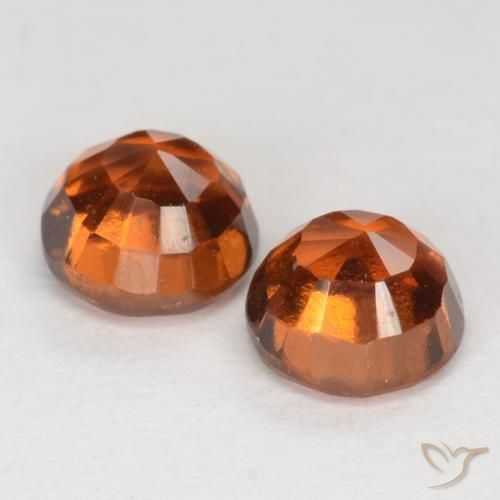 Pedras preciosas de Granada Hessonita laranja avermelhado natural de 1.77 ct, Corte Redondo, VS