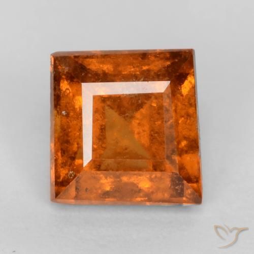 0.89ct Natural Laranja médio-escuro granada hessonita, Quadrado, VS-SI