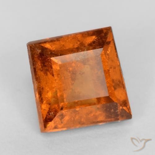 granada hessonita Laranja médio-escuro Natural 0.89ct, Quadrado, VS-SI